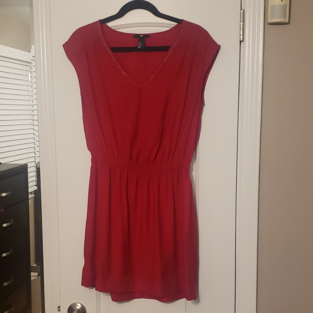 H & M V Neck Red Dress